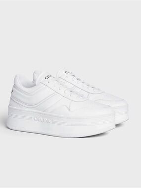 Celine All-White Wedge Calfskin Sneakers